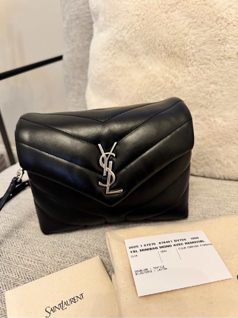 Saint Laurent LouLou Toy Chevron Leather Crossbody Bag (2024) - Picture 3 of 11